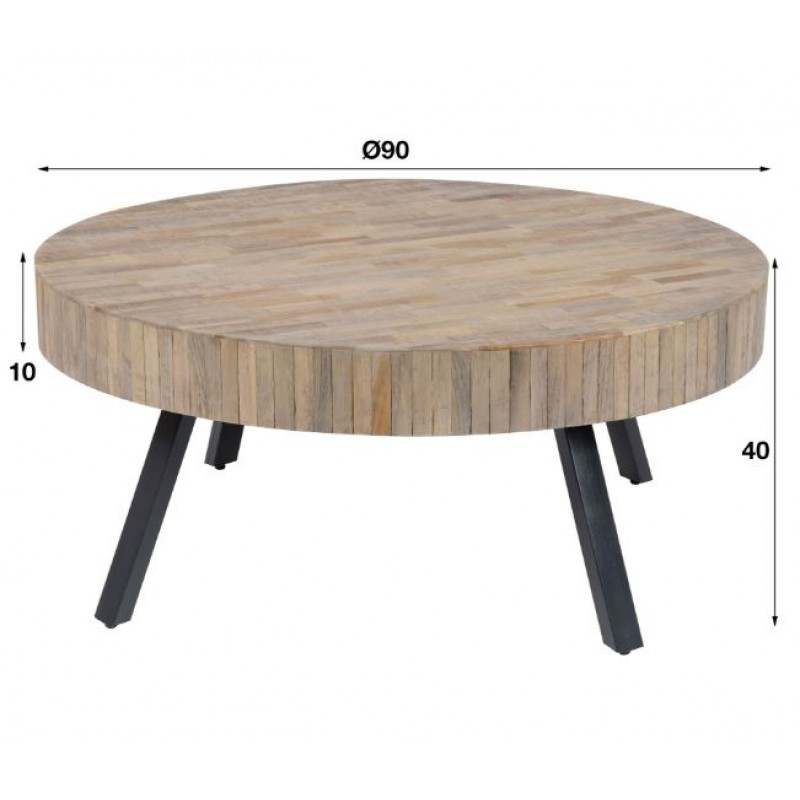 ZI Display Teca Coffee Table Round Antique Grey